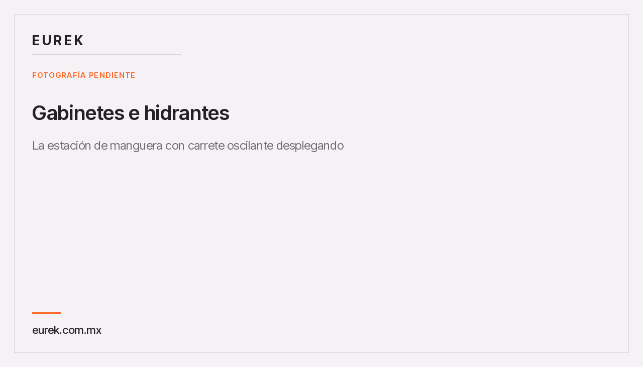 Espacio reservado para la fotografía de la estación de manguera con carrete oscilante desplegando
