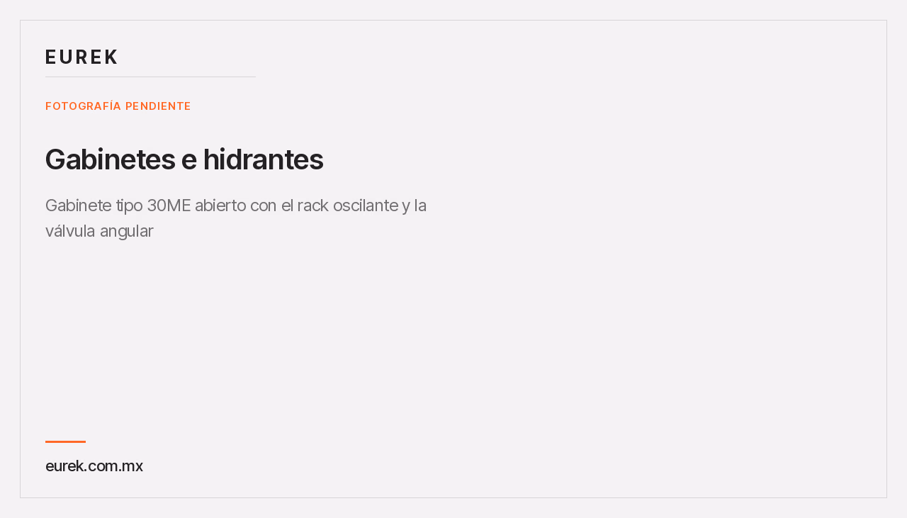 Espacio reservado para la fotografía del gabinete tipo 30ME abierto con el rack oscilante y la válvula angular