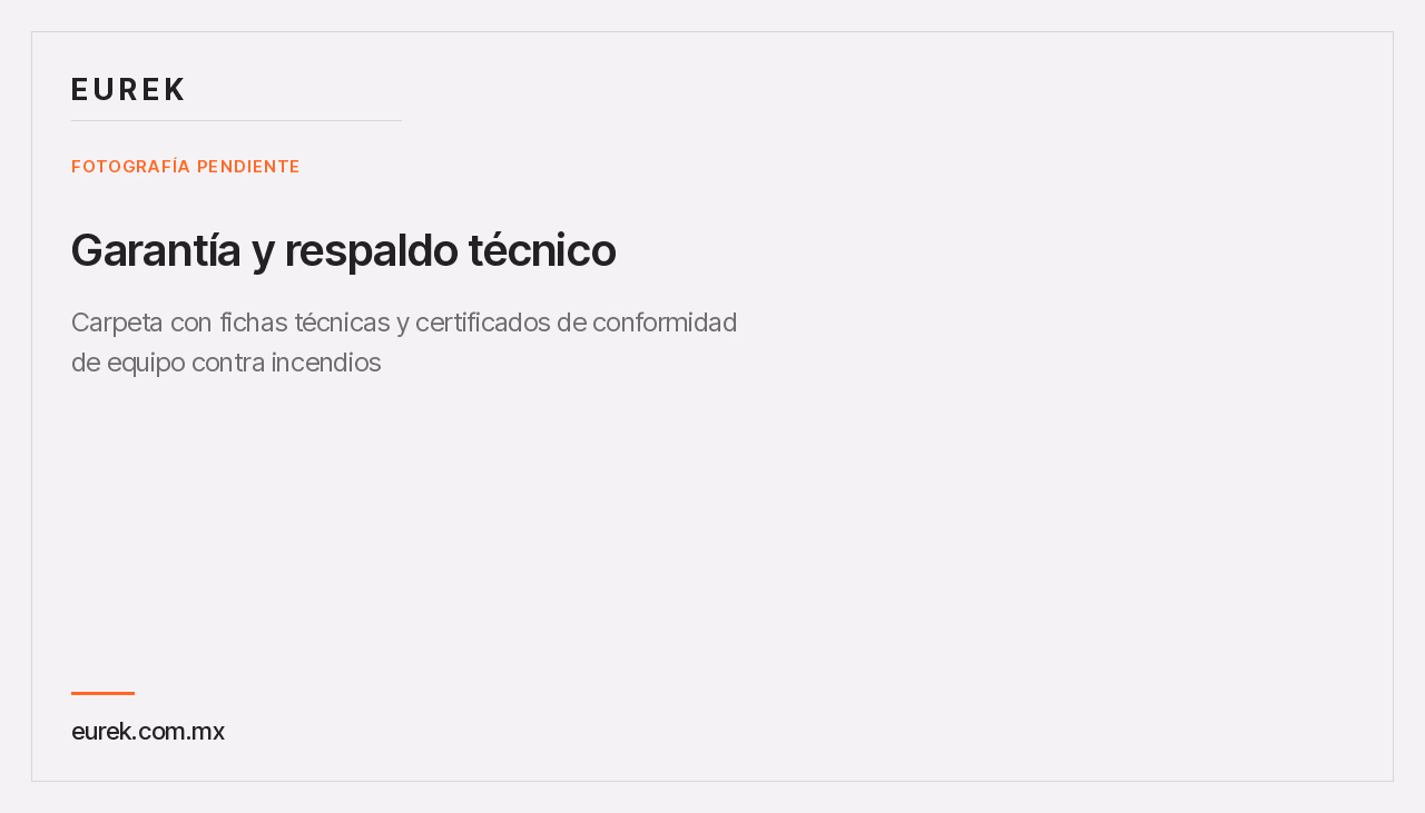Carpeta con fichas técnicas y certificados de conformidad de equipo contra incendios