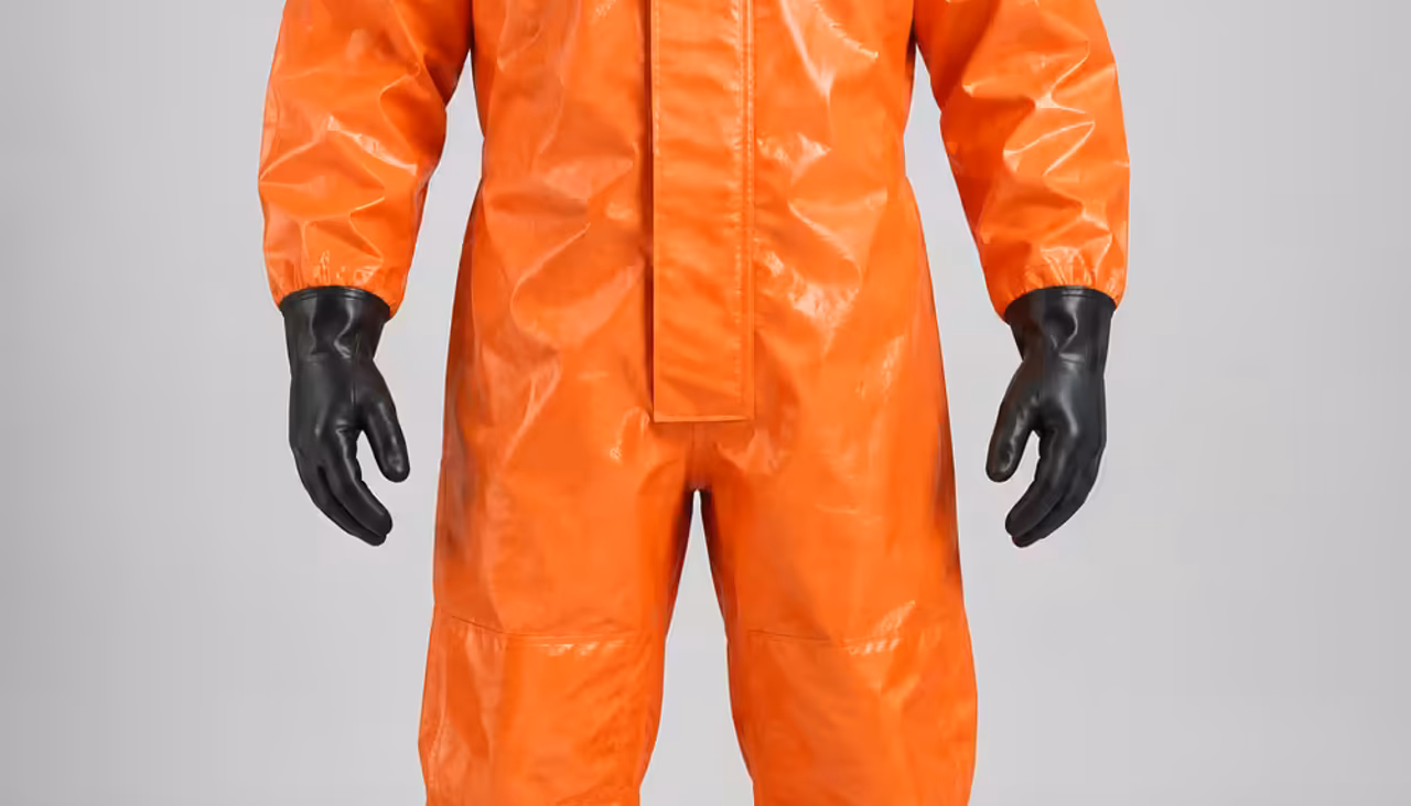 Traje naranja de nivel B para protección frente a salpicadura química