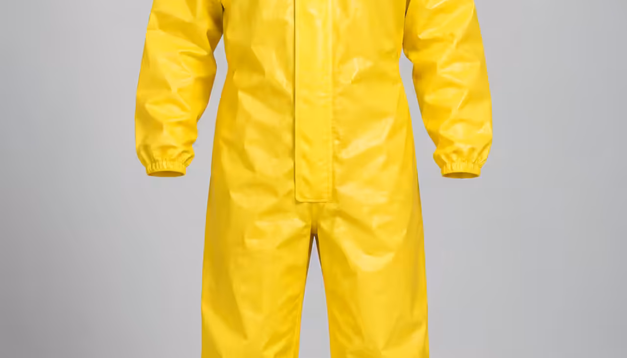 Traje amarillo de nivel C con capucha para configuración con respirador purificador