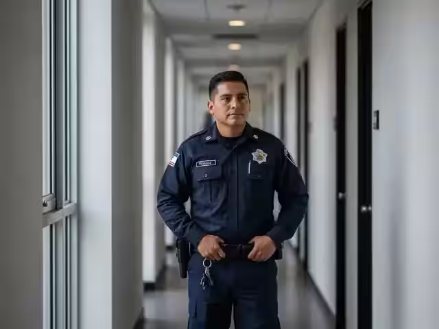 Elemento de seguridad privada uniformado de VIRELTA en turno de vigilancia